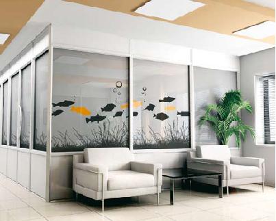 Vidrio decorado en despacho