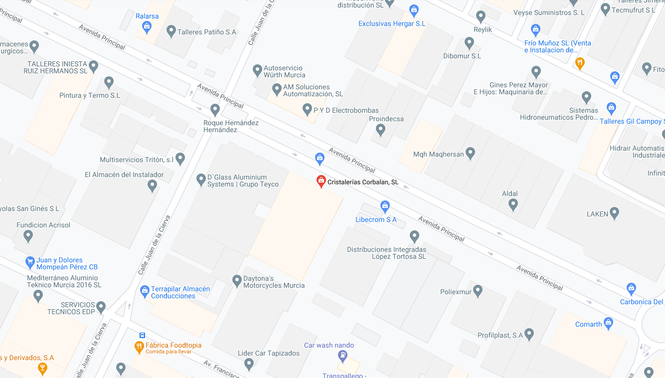 Mapa de ubicación de Glasscor Design — Polígono Industrial Oeste, San Ginés, Murcia